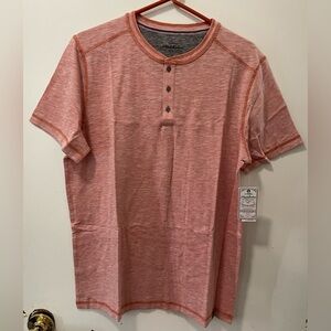 Flag & Anthem Men's Henley Neck Short Sleeve T-Shirt Coral Gray Size Medium NWT